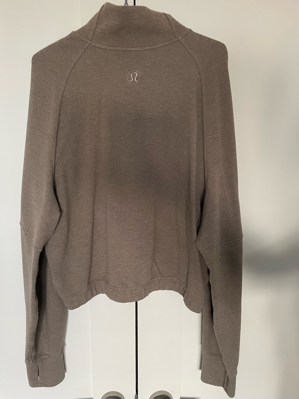 Lululemon Scuba Cropped Funnel-Neck Half Zip Waffle XL Heathered Warm Ash Grey - Picture 3 of 6